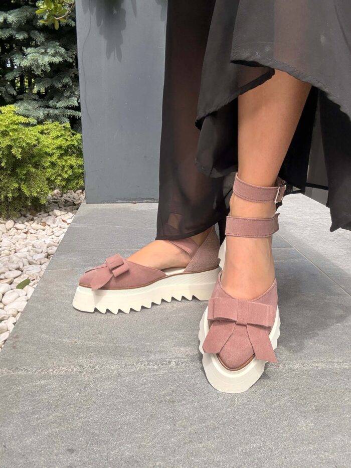 Pantofi piele naturală Aurelle somon calcai inchis - imagine 5
