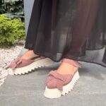 Pantofi piele naturală Aurelle somon calcai inchis