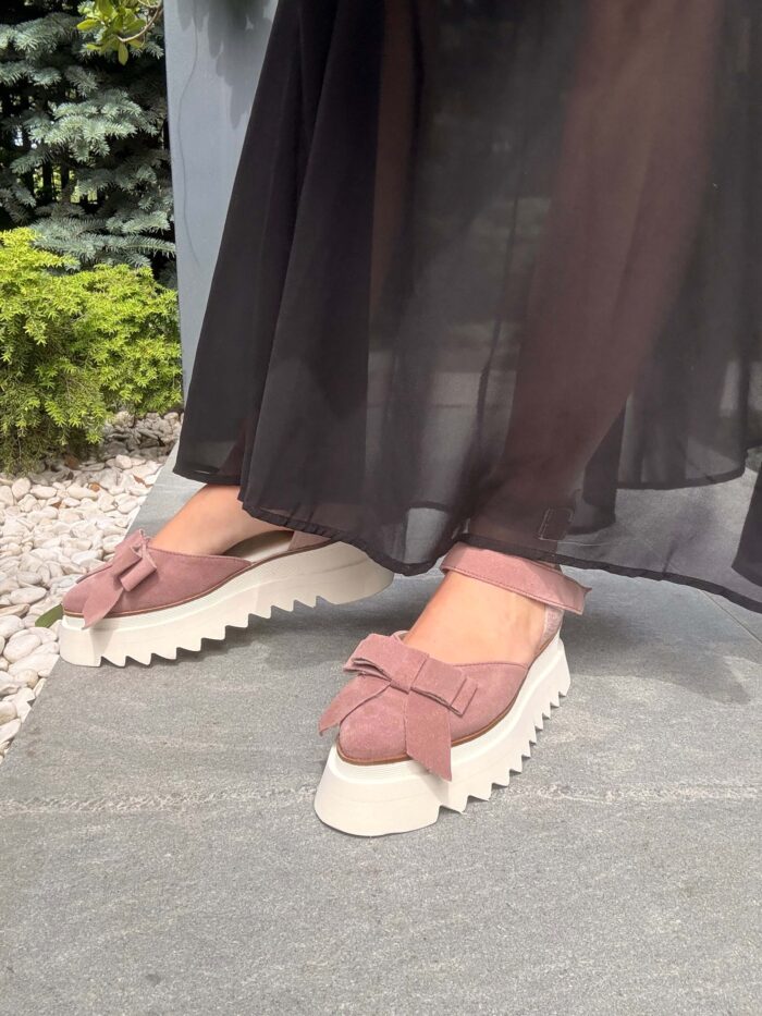 Pantofi piele naturală Aurelle somon calcai inchis - imagine 2