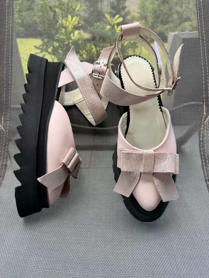 Pantofi piele naturală Aurelle roz neted - imagine 2