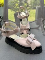 Pantofi piele naturală Aurelle roz neted - imagine 4