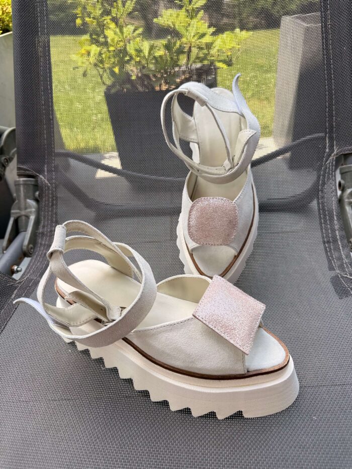 Pantofi piele naturală Elvyra velur alb - imagine 4