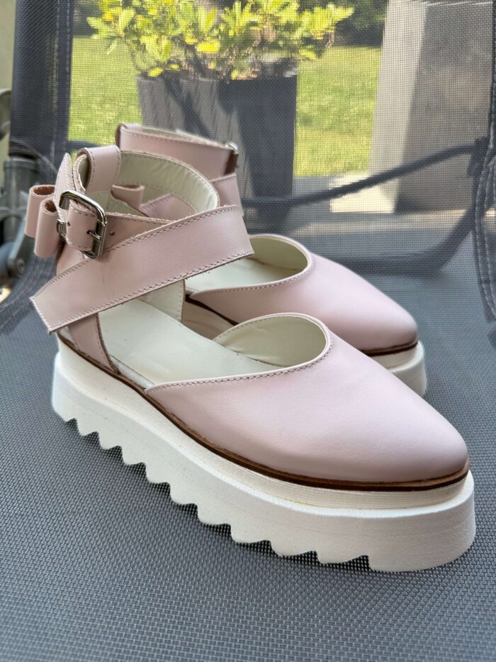 Pantofi piele naturală Wauwi roz neted - imagine 3