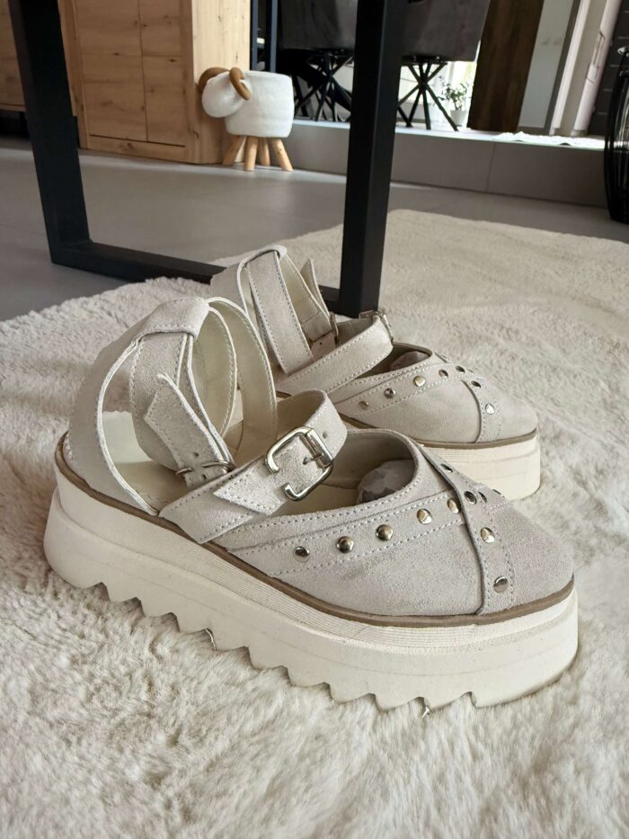 Pantofi piele naturală Rovigo velur alb - imagine 4