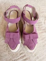 Pantofi piele naturală Aurelle roz velur