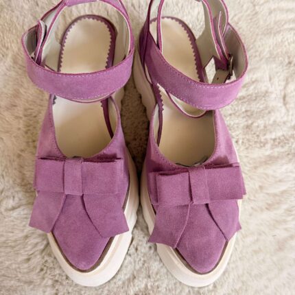 Pantofi piele naturală Aurelle roz velur