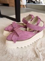 Pantofi piele naturală Aurelle roz velur - imagine 4