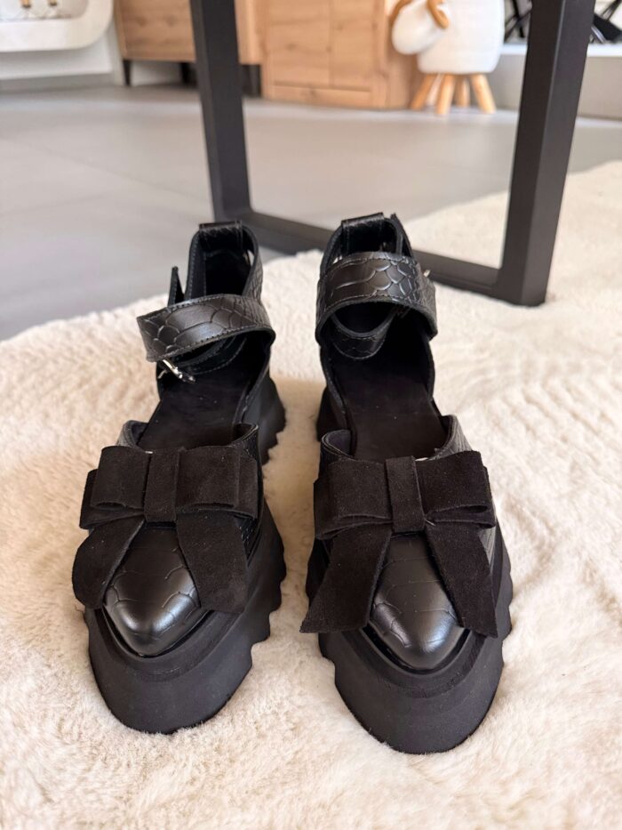 Pantofi piele naturală Aurelle croco - imagine 5