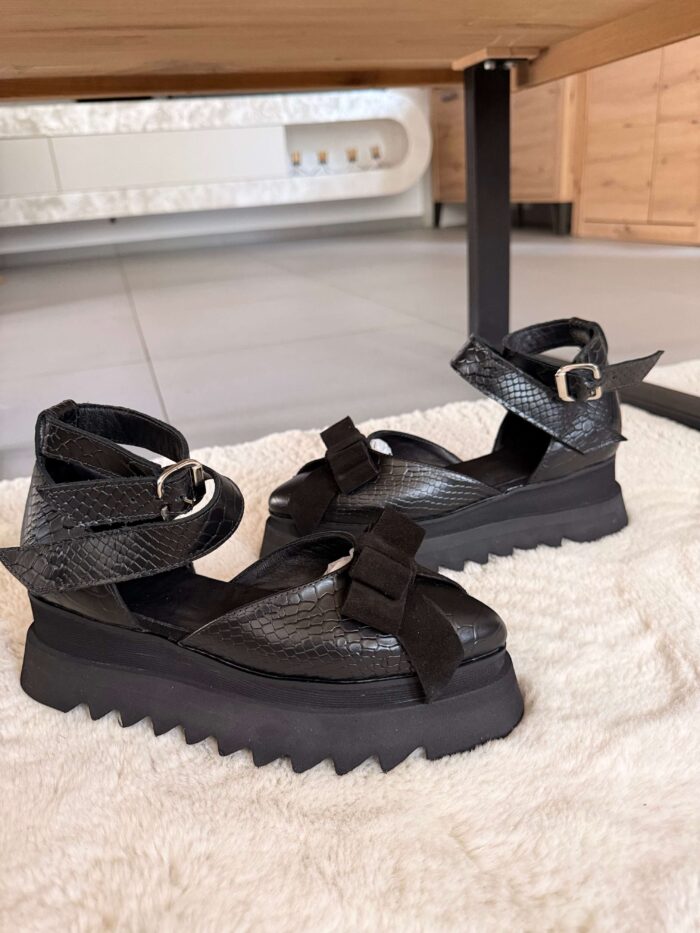 Pantofi piele naturală Aurelle croco - imagine 4