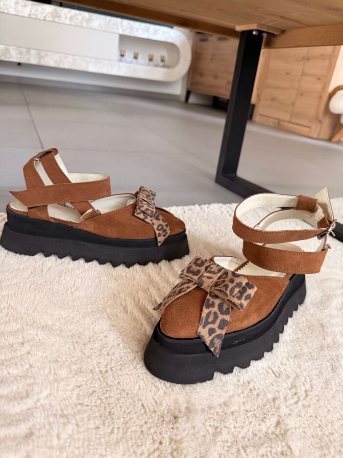 Pantofi piele naturală Aurelle caramel - imagine 4