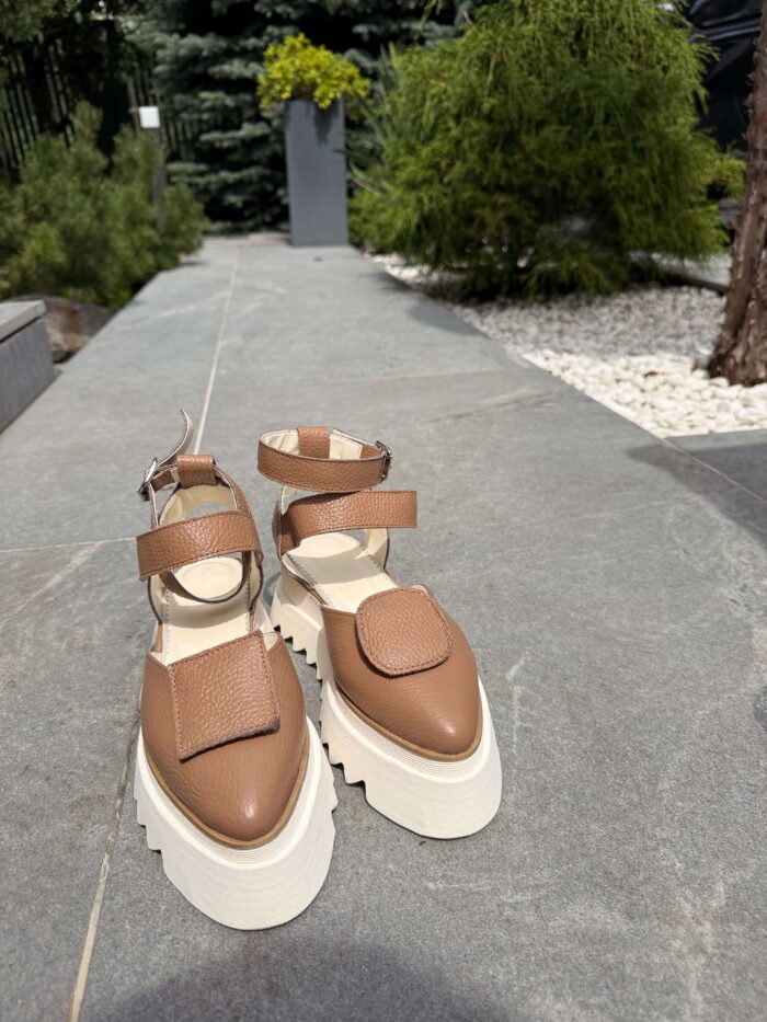 Pantofi piele naturală Elvyra capucino - imagine 5