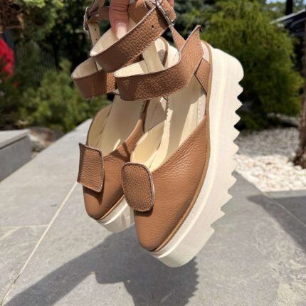 Pantofi piele naturală Elvyra capucino