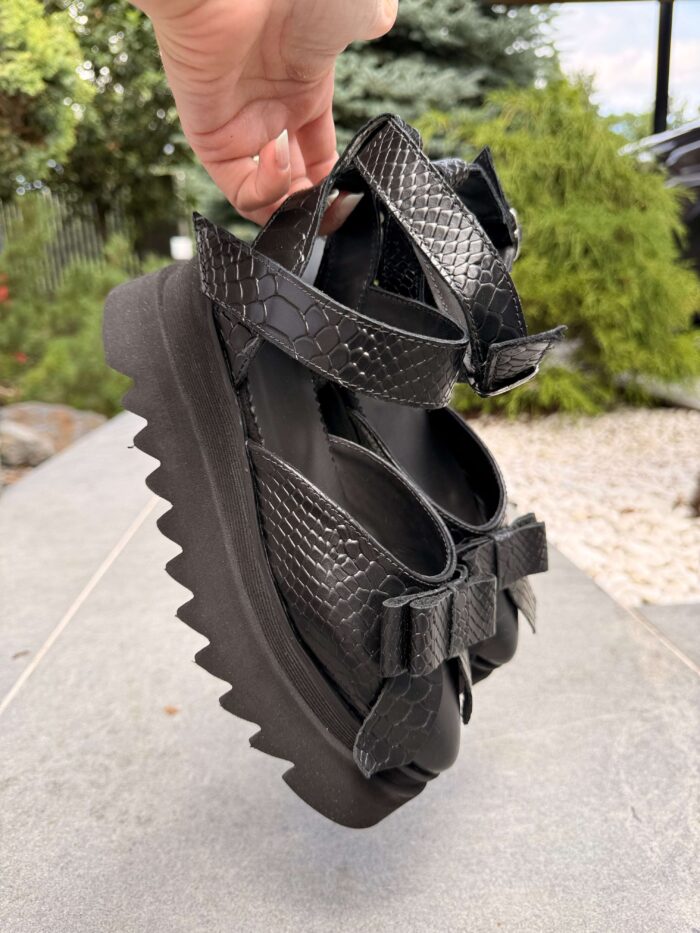 Pantofi piele naturală Aurelle croco - imagine 5