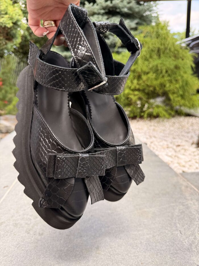 Pantofi piele naturală Aurelle croco - imagine 3
